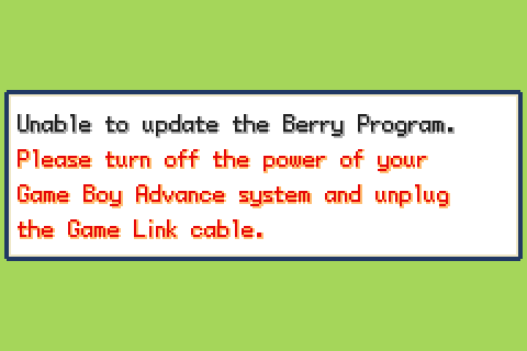 A screen displaying the text "Unable to update the Berry Program."